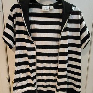 IACTIVE Black and White Striped Hoodie Ladies X-Large